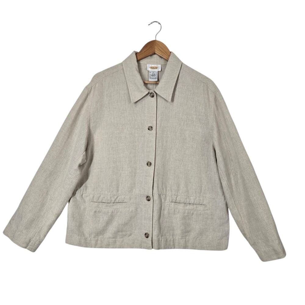 Vintage Talbots Linen Jacket L Oatmeal Minimalist Coastal Grandma 55% Linen